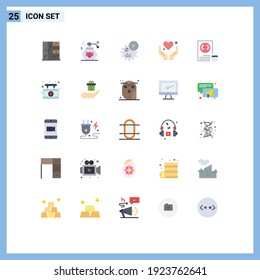Group of 25 Flat Colors Signs and Symbols for development; coding; management; app; love Editable Vector Design Elements