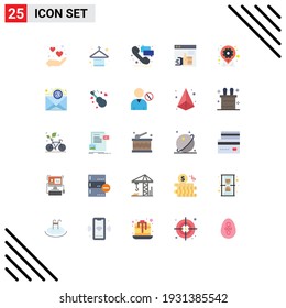 Group of 25 Flat Colors Signs and Symbols for gear; support; help; up; like Editable Vector Design Elements