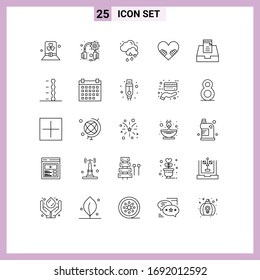 Group of 25 Lines Signs and Symbols for auto; mail; cloud; inbox; love Editable Vector Design Elements