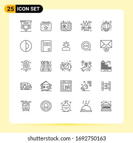 Group of 25 Lines Signs and Symbols for chinese; father; creative; emperor; designer Editable Vector Design Elements