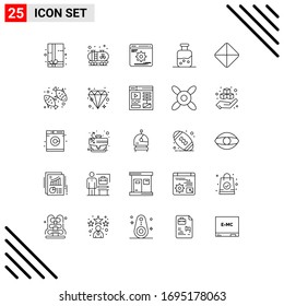 Group of 25 Lines Signs and Symbols for diet; tablet; gear; pill; science Editable Vector Design Elements