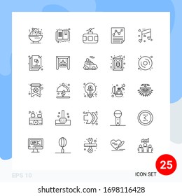 Group of 25 Lines Signs and Symbols for page; document; reading; data; tourism Editable Vector Design Elements