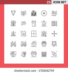 Group of 25 Lines Signs and Symbols for pharmacy; yen; vision; marketing; business Editable Vector Design Elements