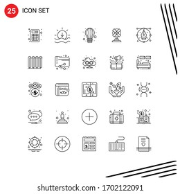 Group of 25 Lines Signs and Symbols for drawing; art; balloon; machine; fan Editable Vector Design Elements