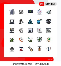 Grupo de 25 colores planos de línea llenos modernos para estadísticas; datos; cuchara; gráfico; signar Elementos de diseño de vectores editables