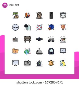 Grupo de 25 colores planos de línea rellena modernos para la regla; diseño; músculo; horrible; horribles elementos de diseño de vectores editables