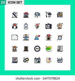 Group of 25 Modern Filled line Flat Colors Set for headline; ad; search; newspaper; clean Editable Vector Design Elements