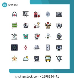 Group of 25 Modern Filled line Flat Colors Set for layer; layers; marketing; design; tag Editable Vector Design Elements