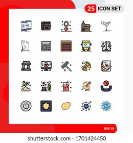 Grupo de 25 Colores planos de líneas llenas modernos para la construcción histórica; cristiano; el día del padre; construcción; elementos de diseño de vectores editables de collar