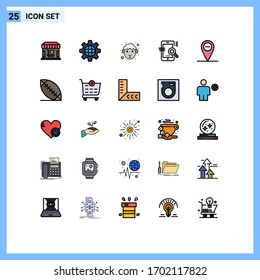 Group of 25 Modern Filled line Flat Colors Set for location; configuration; easter; seo; mobile Editable Vector Design Elements