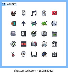 Grupo de 25 Colores planos de línea rellenados modernos para mensaje; chat; iphone; casa; elementos de diseño de vectores editables de archivos