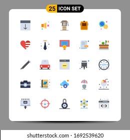 Group of 25 Modern Flat Colors Set for headgear; protection; sound; welding; well Editable Vector Design Elements