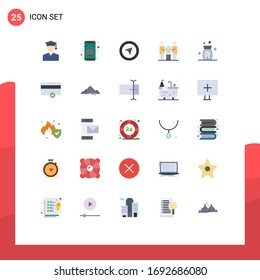 Group of 25 Modern Flat Colors Set for finance; fire; pointer; aroma; partnership Editable Vector Design Elements