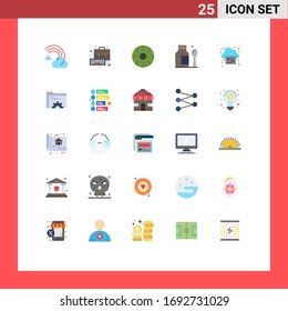 Group of 25 Modern Flat Colors Set for online; hospital; keyboard; healthcare; fruits Editable Vector Design Elements