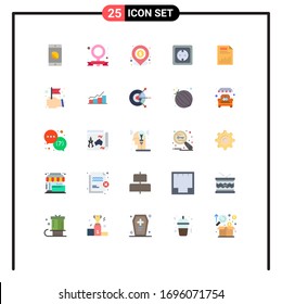 Group of 25 Modern Flat Colors Set for document; power supply; lend; plug; electrical Editable Vector Design Elements