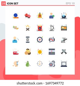 Group of 25 Modern Flat Colors Set for bath; time; bug; user; security Editable Vector Design Elements