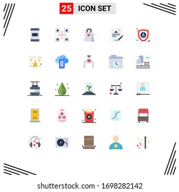 Group of 25 Modern Flat Colors Set for christmas; encryption; hobbies; data; report Editable Vector Design Elements