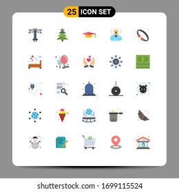 Group of 25 Modern Flat Colors Set for luxury; jewelry; graduation hat; fashion; creative campaign Editable Vector Design Elements