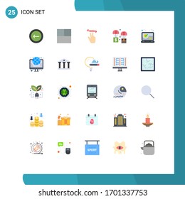 Grupo de 25 colores planos modernos para marcas de graduación; verificado; móvil; paracaídas; materiales de diseño de vectores editables de intercambio