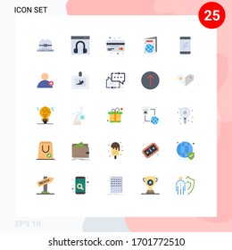Group of 25 Modern Flat Colors Set for chat; passport; card; pass; finance Editable Vector Design Elements