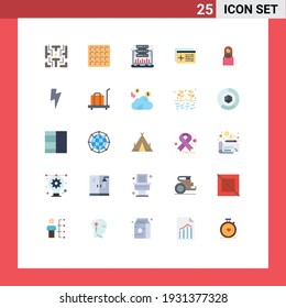 Group of 25 Modern Flat Colors Set for mother; object; graph; target; setting Editable Vector Design Elements