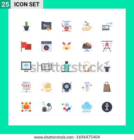 Group of 25 Modern Flat Colors Set for processing; leaf; concentration; hand; business startup Editable Vector Design Elements