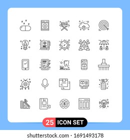 Group of 25 Modern Lines Set for goals; target; ironing stand; goal; upload Editable Vector Design Elements
