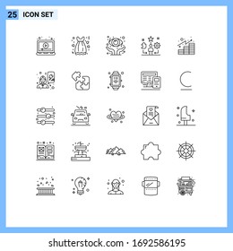 Grupo de 25 líneas modernas para la formación; talento; vestido; vida; oftalmología Elementos Editables de Diseño del Vector