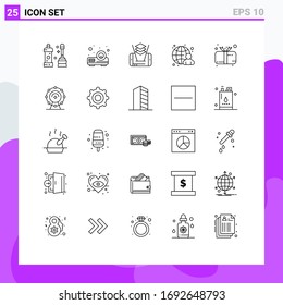Grupo de 25 líneas modernas para ser adorables; bebé; célula; presente; elementos de diseño de vectores editables humanos