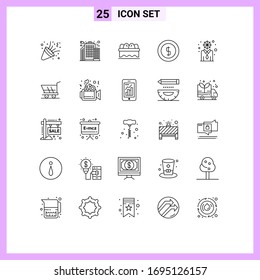 Group of 25 Modern Lines Set for personal; development; easter; business; ecommerce Editable Vector Design Elements