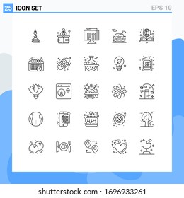 Group of 25 Modern Lines Set for e book; vehicle; application; transport; auto Editable Vector Design Elements