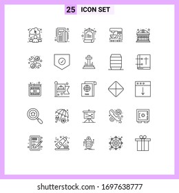 Group of 25 Modern Lines Set for repair; finance; zhihu; banking; machine Editable Vector Design Elements