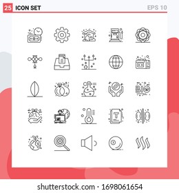 Group of 25 Modern Lines Set for physics; molecule; weather; molecular; station Editable Vector Design Elements