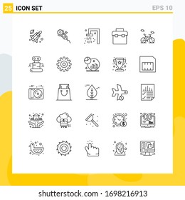 Group of 25 Modern Lines Set for vehicle; bike; bath; toolbox; equipment Editable Vector Design Elements