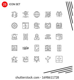 Group of 25 Modern Lines Set for destiny; notebook; global; marketing; digital Editable Vector Design Elements