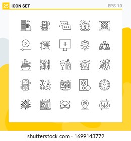 Group of 25 Modern Lines Set for target; wedding; communication; ring; engagement Editable Vector Design Elements