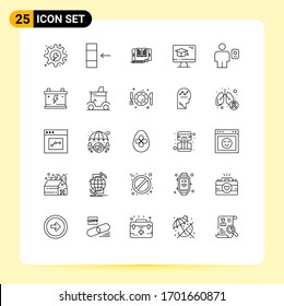 Group of 25 Modern Lines Set for avatar; education; application; cap; tranfer Editable Vector Design Elements