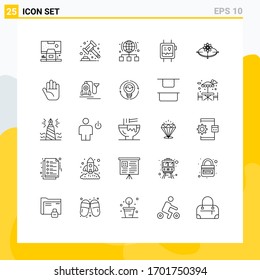 Group of 25 Modern Lines Set for watch; health; banking; fit band; network Editable Vector Design Elements