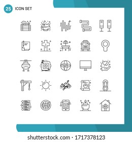 Group of 25 Modern Lines Set for contract; sound; sine; electric; rail Editable Vector Design Elements