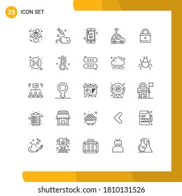 Group of 25 Modern Lines Set for arrows; lock; mobile; education; location Editable Vector Design Elements