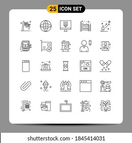 Group of 25 Modern Lines Set for user; furniture; coding; bed ware; programing Editable Vector Design Elements