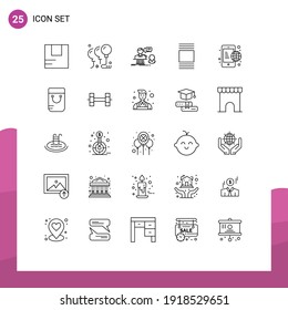 Grupo de 25 líneas modernas para comunicación; vista; consulta; miniaturas; soporte para elementos de diseño de vectores editables