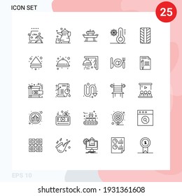 Group of 25 Modern Lines Set for snow; climate; ramadan; picnic; park Editable Vector Design Elements