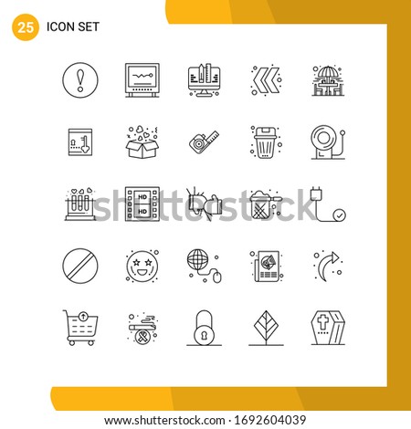 Group of 25 Modern Lines Set for garden; chair; coding; left; arrow Editable Vector Design Elements