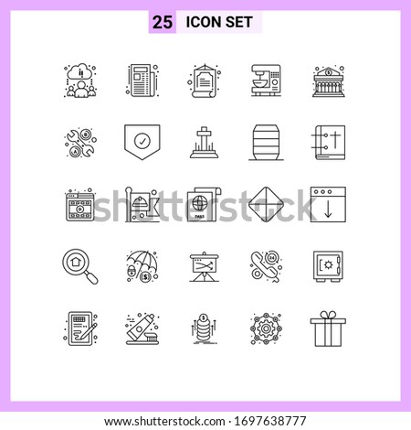 Group of 25 Modern Lines Set for repair; finance; zhihu; banking; machine Editable Vector Design Elements