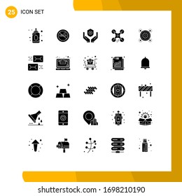 Group of 25 Modern Solid Glyphs Set for idea; marketing; medicine; image; drone Editable Vector Design Elements