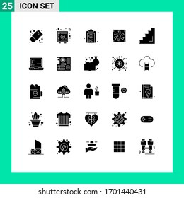Group of 25 Modern Solid Glyphs Set for floor; device; clipboard; cooler; cooler fan Editable Vector Design Elements