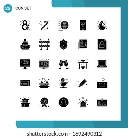 Grupo de 25 signos y símbolos de glifos sólidos para el cáncer; situación; logístico; teléfono; elementos de diseño de vectores editables por batería