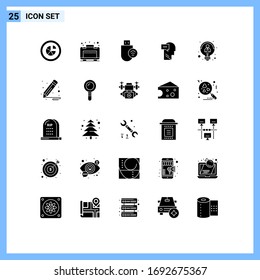 Group of 25 Solid Glyphs Signs and Symbols for creative; inner; computers; dialog; stick Editable Vector Design Elements