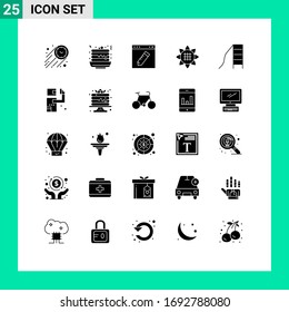 Group of 25 Solid Glyphs Signs and Symbols for baby; sunflower; browser; flower; graphic Editable Vector Design Elements